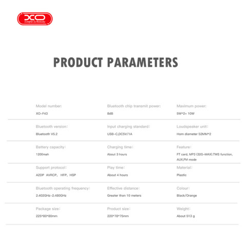 Портативна Акустика XO F43 Dual Speaker 10W чорна