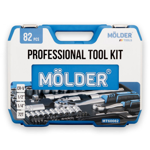 Професійний набір інструментів в кейсі Molder 1/2", 1/4" 72 T, CR-V, 82од.