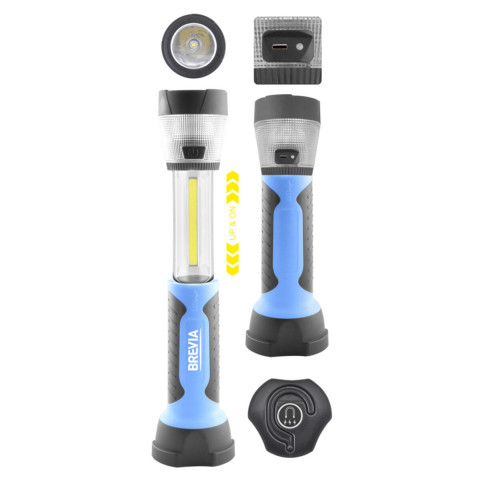 Ліхтар інспекційний Brevia LED телескопічний 3W COB+1W LED+8LED 300lm 2000mAh