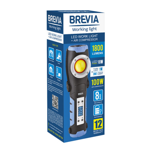 Лампа інспекційна Brevia LED 18W 1800lm + компресор 100W 2600mAh type-C