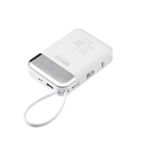 Повербанк (Power Bank) Brevia 10000mAh 22.5W Type-C+Lightning Cable, Li-Pol, LCD білий