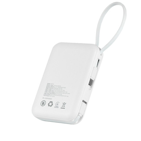 Повербанк (Power Bank) Brevia 10000mAh 22.5W Type-C+Lightning Cable, Li-Pol, LCD білий