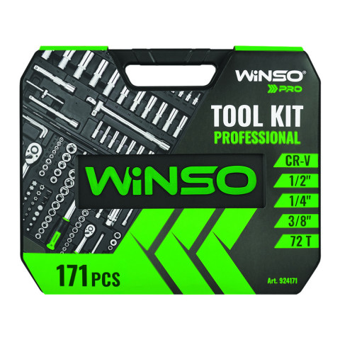Професійний набір інструментів в кейсі Winso Pro 1/2", 1/4", 3/8" 72T, CR-V, 171од.