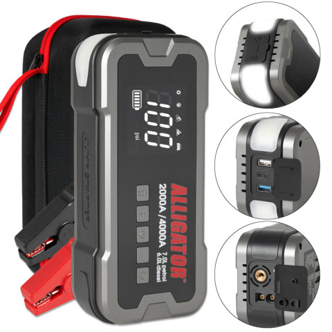 Пусковий пристрій Alligator Jump Starter 2000A/4000A 24000mAh з компресором 10Bar