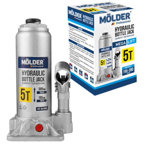 Домкрат гідравлічний пляшковий Molder 5т 195-380мм