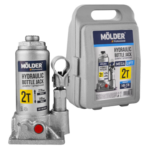 Домкрат гідравлічний пляшковий Molder 2т 148-278мм у кейсі