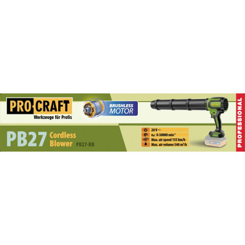 Акумуляторна повітродувка Procraft PB27 (без АКБ та зп)