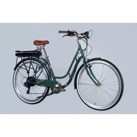 Велосипед з електроприводом 28" ST Dorozhnik eRETRO Vbr FR рама-19" 36B 13А*г 500Вт зелено-сірий 2026