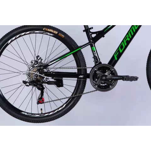 Велосипед AL 26" Formula BLACKWOOD DD FR рама-13" чорний з зеленим 2026